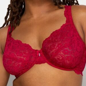Smart & Sexy Plus Size Red Signature Lace Unlined Underwire Bra, Sz 40D